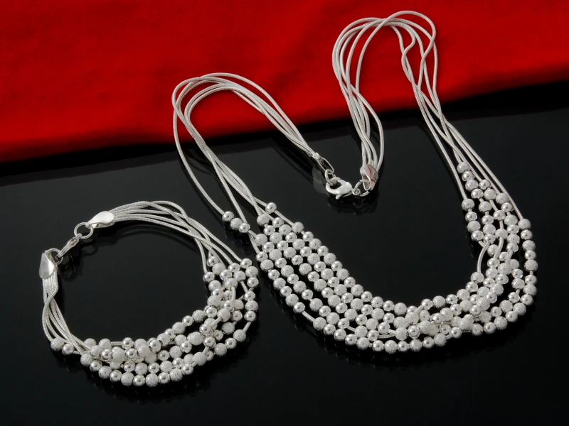 Wholesale Fashion Jewelry Set 925 Silver Necklace And Bracelet Nice