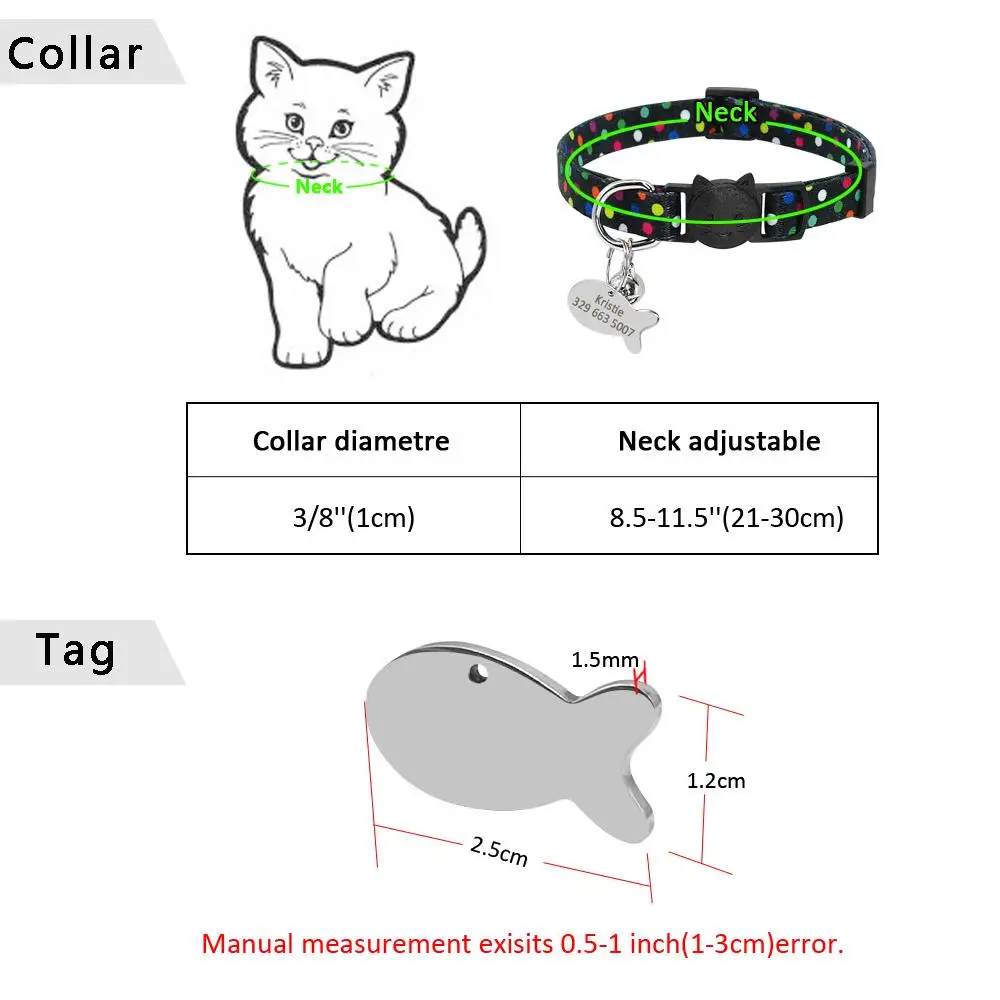 Быстросъемный ошейник для кошек, набор ID тегов, ошейники для собак, кошек, с цветочным принтом, персонализированные ошейники для кошек, маленьких собак, щенков