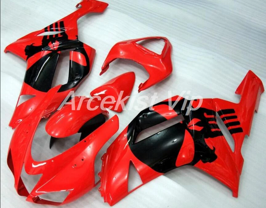 4 подарка Abs полный обтекатель комплект подходит для kawasaki Ninja ZX6R 636 2007 2008 07 08 6R bodyкомплект кузова на заказ красный черный