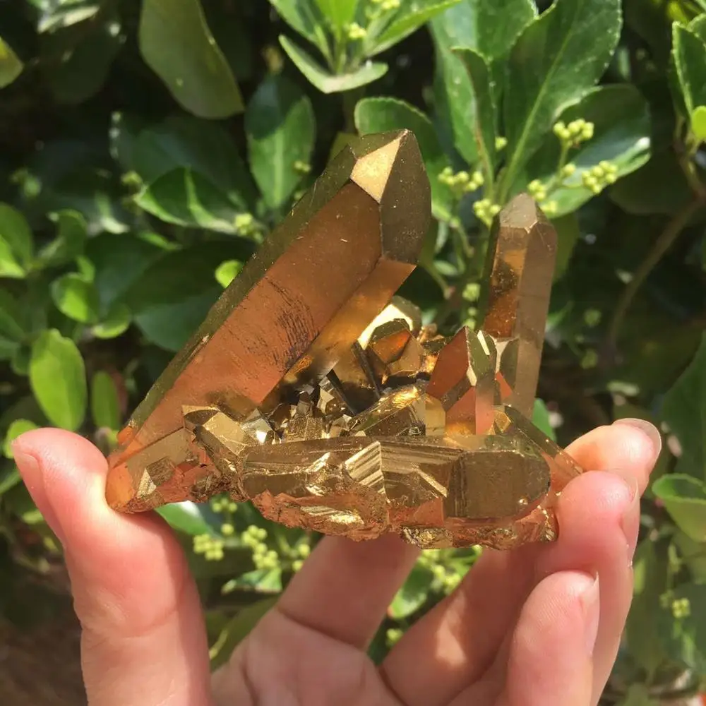 70-80g Natural Gold Yellow Quartz Aura Crystal Cluster Specimens