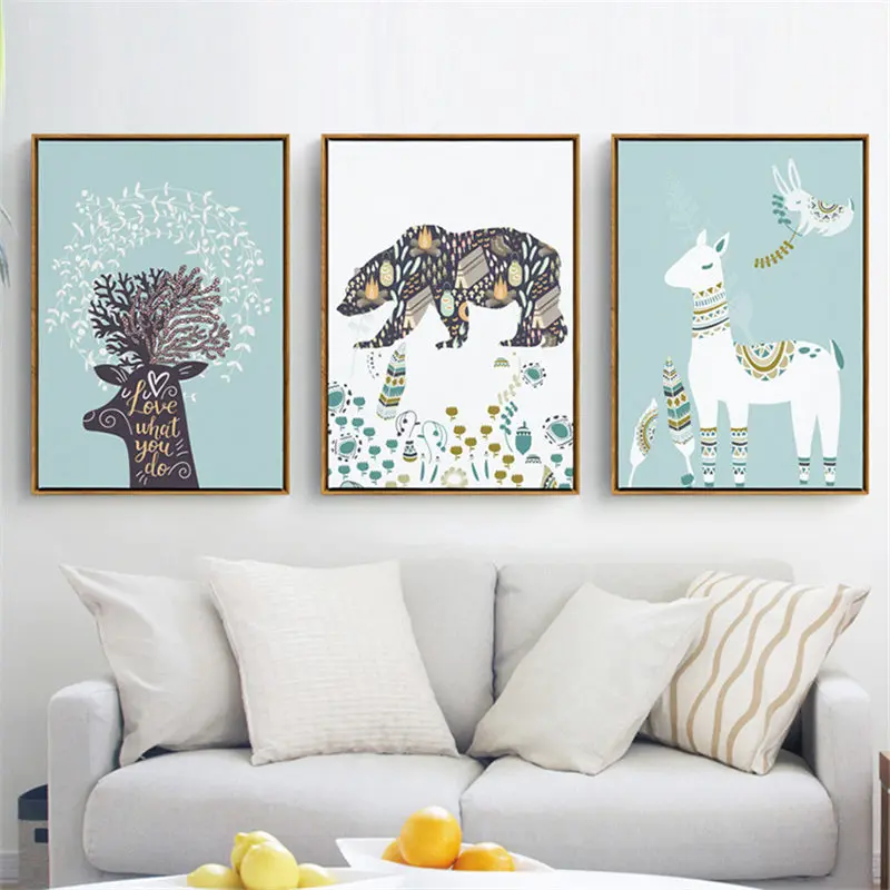HAOCHU-Nordic-Minimalism-Art-Picture-Polar-Bear-Cute-Animal-Print-for-Kids-Room-Home-Wall-Decoration