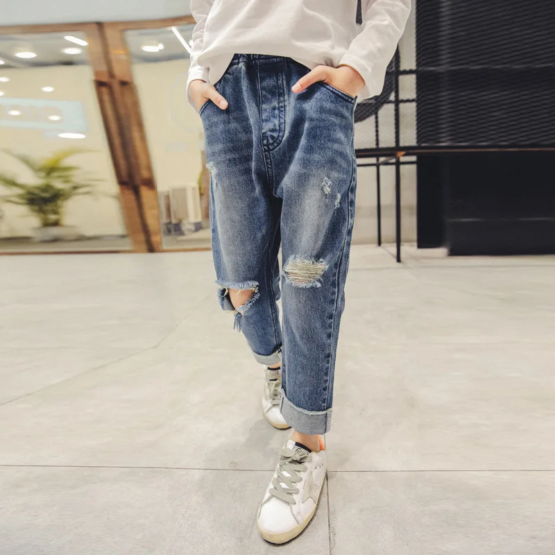 4 5 6 7 8 9 10 11 12 13 Years Children Jeans 2018 Spring Ripped Denim ...