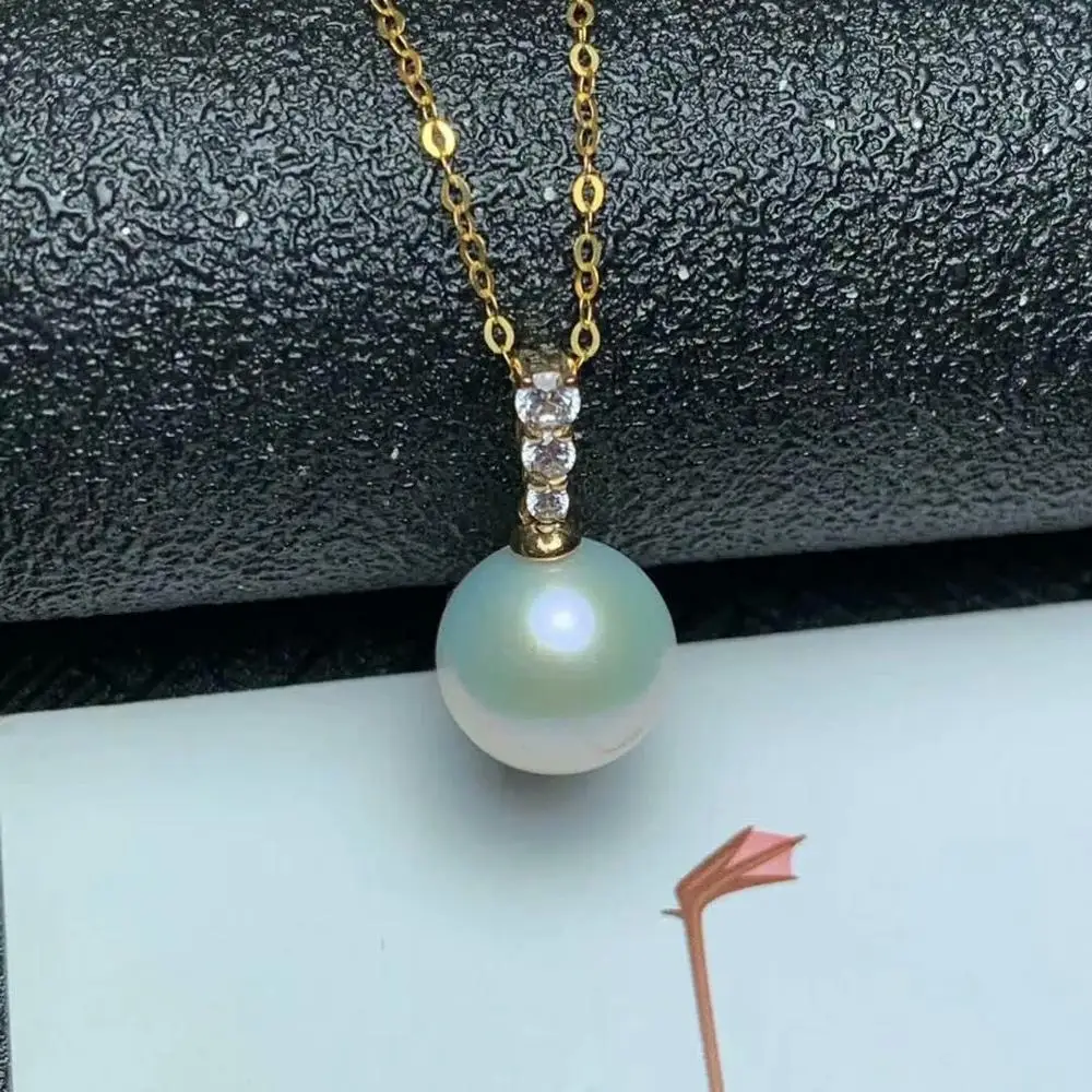 

shilovem 18k yellow gold Natural freshwater pearls pendants fine Jewelry women trendy no necklace Christmas gift mymz9.5-1099zz