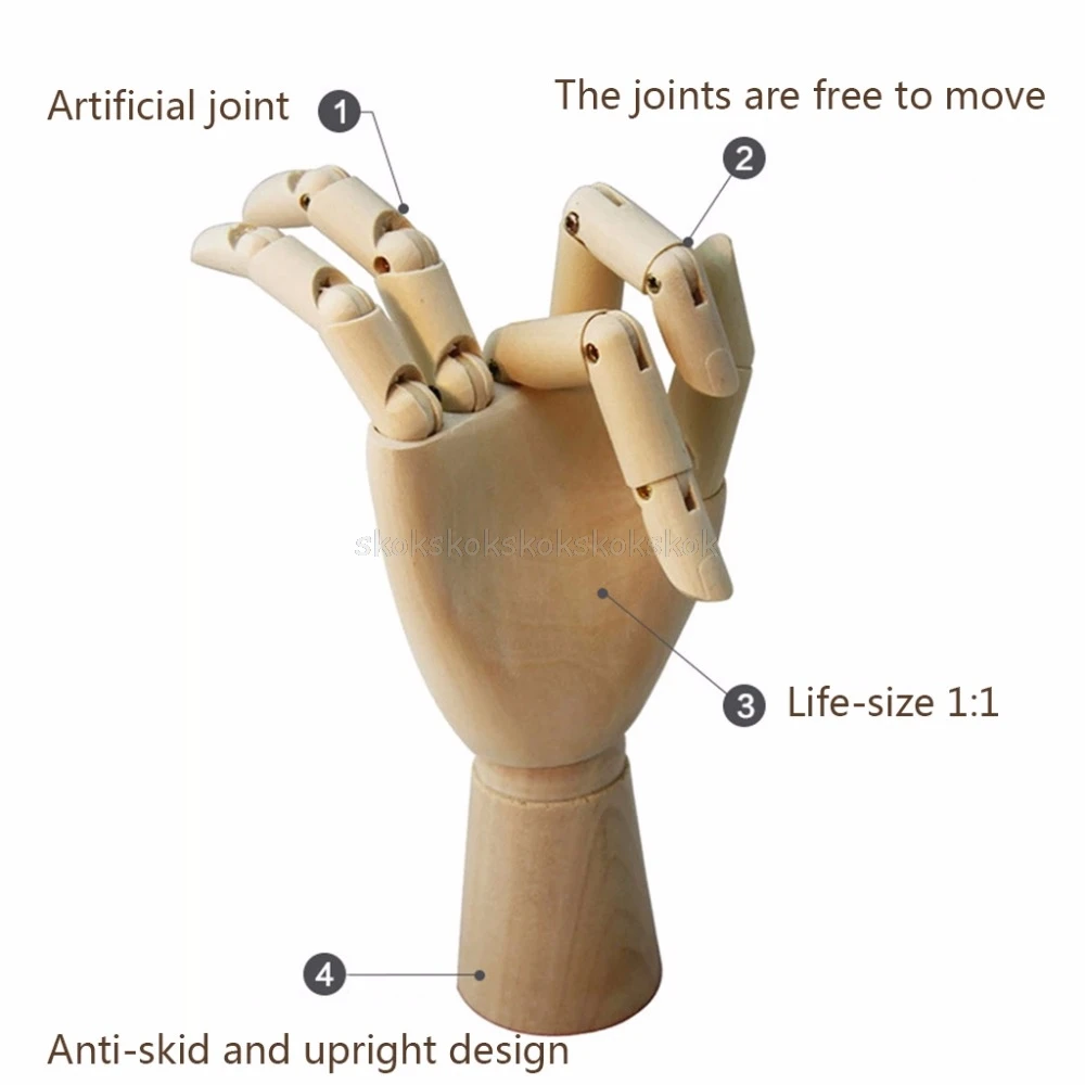 Деревянная правая левая рука модель набросок рисунок соединенный подвижный манекен пальцев шарнирная модель художника Jy19 19