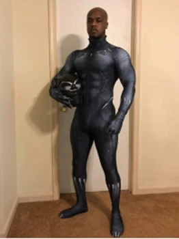 

2018 Film Version Black Panther Costume 3D Print Spandex Black Panther Cosplay Costumes for Halloween Freeshipping
