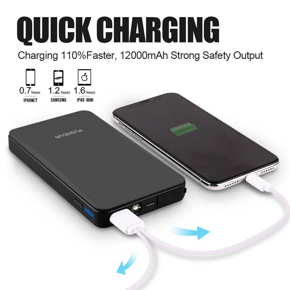 Pushidun Starter Booster Power Bank 400A Starting Device Portable Jump Starter With Ordinary Cable And Four in One USB Cable