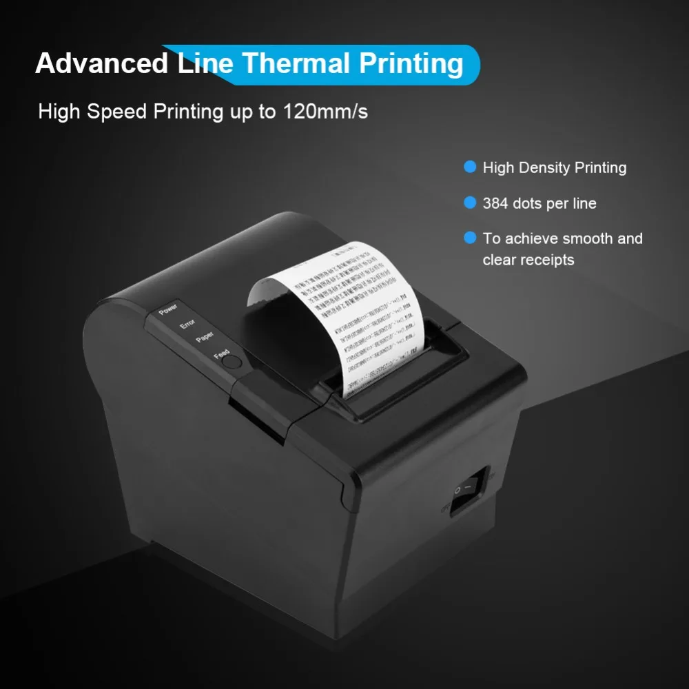 NEPOS Термальный чековый кухонный принтер 80 мм Маленький Штрих-код POS принтер автоматическая резка принтер Поддержка USB+ Серийный/LAN