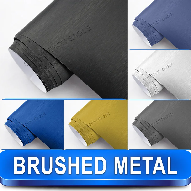 Metallic Brushed Aluminum Vehicle Wrap Vinyl Film Car Sticker / Air