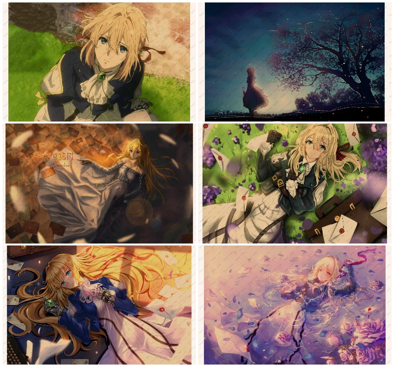 

Violet Evergarden wall sticker kraft poster Japanese Anime Retro Poster Decorative paintings