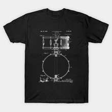 Camiseta de manga corta para hombre, camiseta de tambor, regalo Vintage, imagen patente, camiseta de baterista, camiseta de mujer