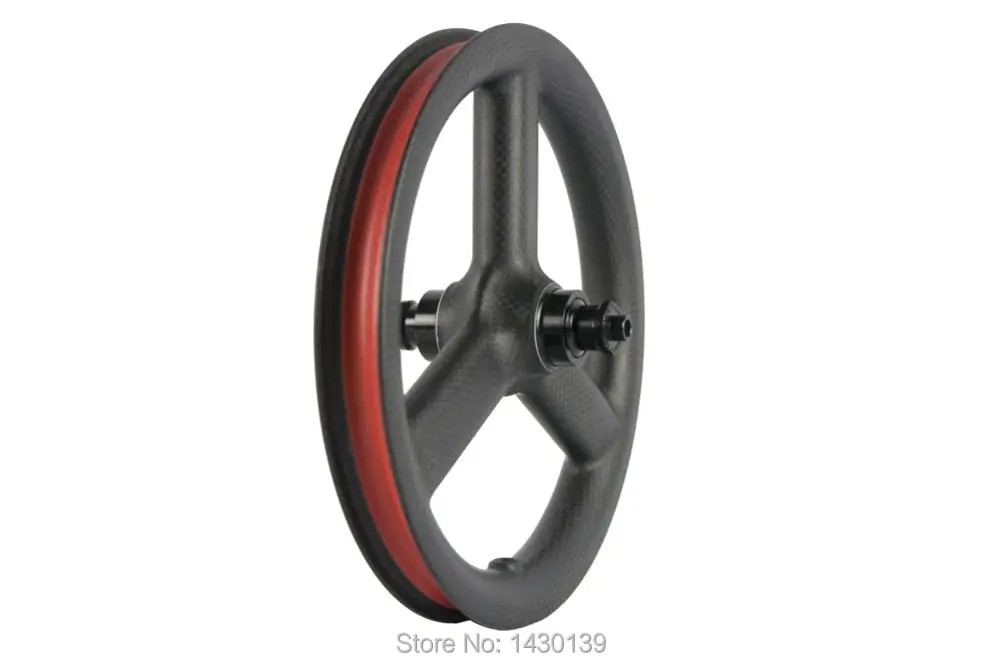 Best New 12 inch clincher rim 3 spoke Slide car scooter push bike matt 3K full carbon fibre bicycle Tri-spoke wheelset 12er Free ship 2