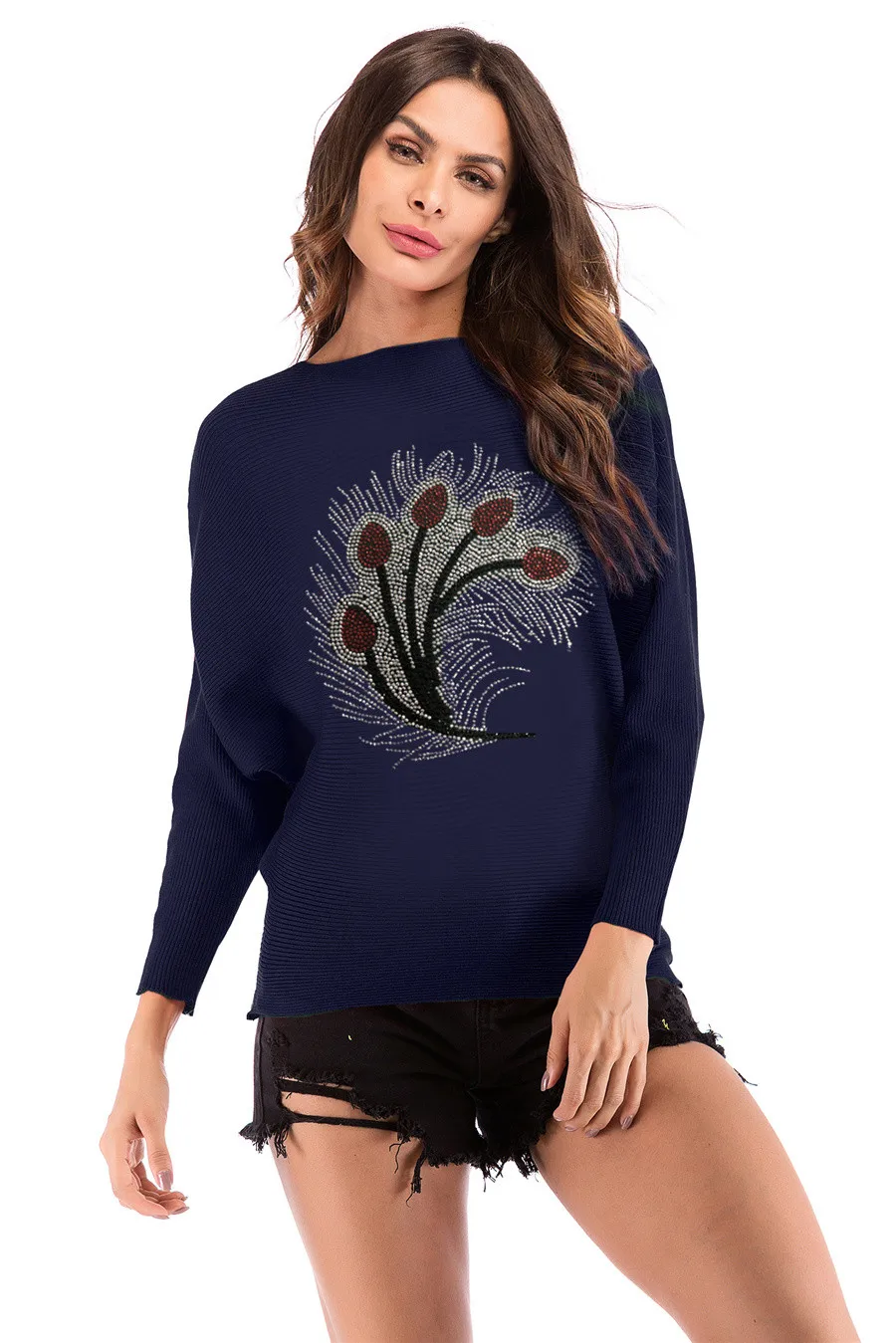 Gladiolus 2018 Autumn Winter Sweater Women Long Sleeve Rhinestone Pattern Slim Knitted Christmas Sweater Women Jumpers Pullover (27)