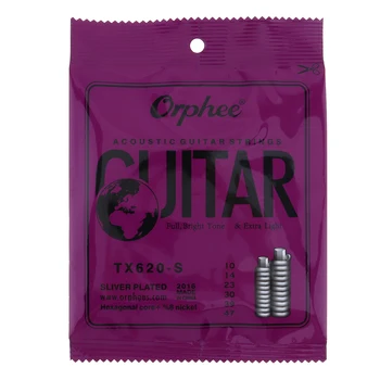 

FLGT-Orphee 6pcs/set Acoustic Guitar Strings Special Silver Plated Anti-Rust Hexagonal core+8% Nickel Extra Light TX620-S