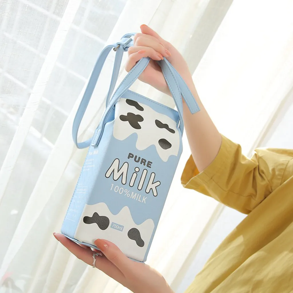 Креативные Мультяшные сумки с мультипликационным принтом «молоко», объемная забавная шоколадная клубника, сумка через плечо с панелями, сумка через плечо, подарок для девочки