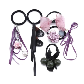 

5pcs/set Korean Style Cute Sweet Fashion Hair Ties High Elasticity Ponytail Holder Elastic Ponytail 2020 Hot Sale
