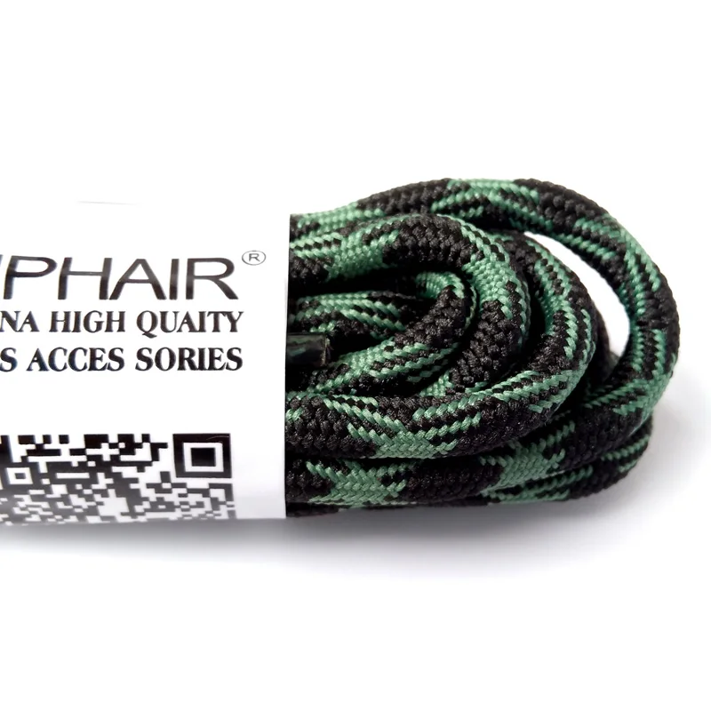 JUP 1-50 Pairs Black Green Round Sport Shoe Lace Non-slip Outdoor Sport Hiking Sneaker Shoelaces Skate Boot Bootlace String Rope