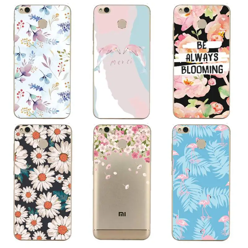 

Flamingo Soft Clear TPU Phone Case For xiaomi redmi 4x 4a note5a note4x 5s 5s mi6 note3 Flora Fish Silicone Cover Free Shipping