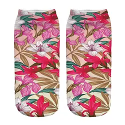 2018 Новый 3D печати Для женщин носки брендовые носки Модные свежий цветочный узор Носки Женские Смешные низкого лодыжки носки