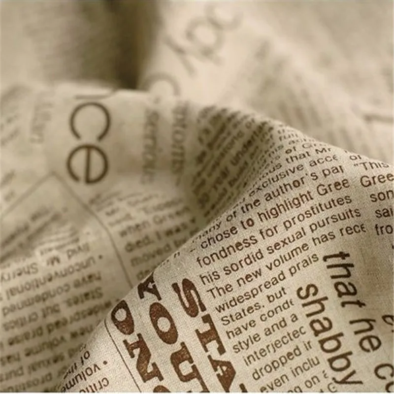 

50x150cmZakka Vintage Europe retro newspaper cotton linen Fabric Burlap for Sewing Textile Quilting Diy for pillow curtain Purse