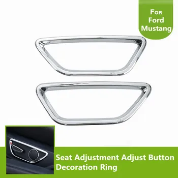 

2pcs Chrome Red Blue ABS Seat Adjustment Adjust Button Decoration Ring Frame Trim For Ford Mustang 2015 2016 2017
