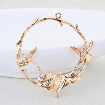 

6PCS 38x38MM 24K Champagne Gold Color Plated Flower Rings Connector Charms Pendants for DIY Jewelry Making Findings Accessories