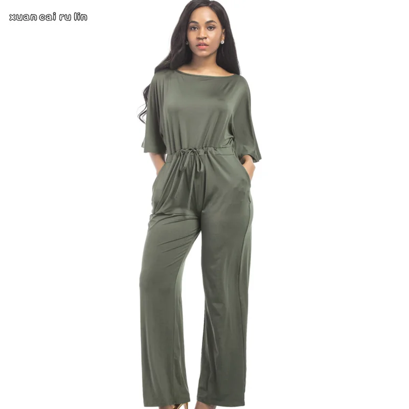 

elegant Jumpsuits 2018 Summer AUTUMN Overalls Sexy Casual fashion Long pants Playsuits Romper Women loose Jumpsuit Plus Size 3xl