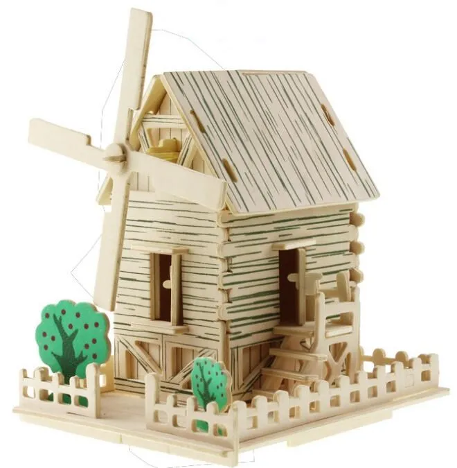 Моделирование ветряная мельница Игрушечная модель 3d Трехмерная деревянная головоломка игрушки для Детский Набор для творчества ручная
