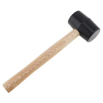 

Black + Wood Non-elastic Rubber Hammer Mounting Hammer with Round Head and Wooden Handle DIY Hammer Hand Tool Accessories