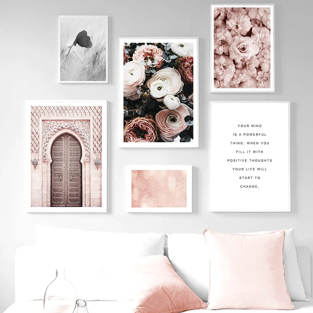 

Pink Flower Posters Landscape Wall Art Canvas Painting Scandinavian Poster Nordic Poster Print Wall Decorative Pictures Unframed