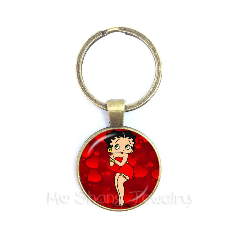 2018New Сексуальная Betty Boop серия стекло, кабошон брелок ручной работы пряжка для рюкзака подарок Ior Friend - Цвет: 6