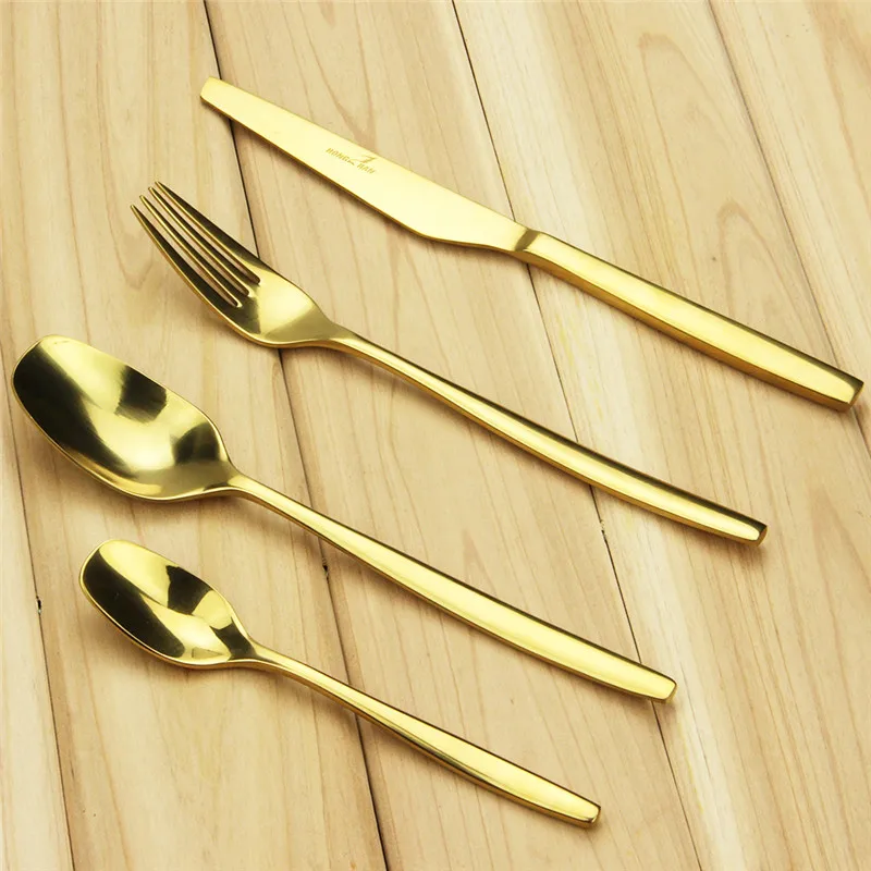 Luxury Cutlery 4Pcs Silverware Sets Stainless Steel Restaurant Kitchen