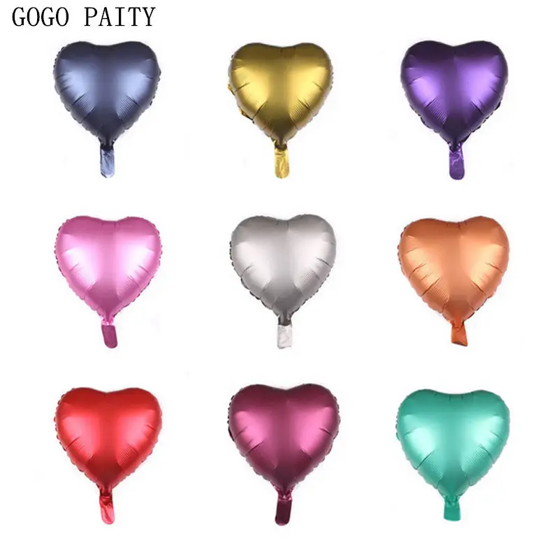 GOGO paity Новинка 18-дюймовые металлик Цвет Сердце-образный алюминиевые воздушные шары для вечерние свадебные декоративные шары оптом