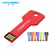 Moweek USB 2.0 Flash Drive 64 ГБ Pen Drive брелок U диск Реальная емкость 4 г 8 г 16 г 32 г металлический ключ Memory Stick для подарка
