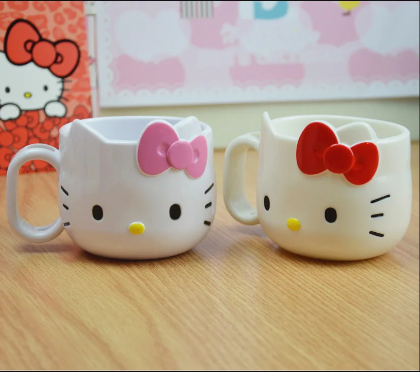 1Hello kitty Cartoon Baby Cup Feeding Water Bottle KT Cup Kids' Brush Cup Promotional Coffee Milk Mugs Best Gifts For Kids Ladies (1)
