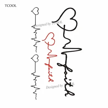 

HXMAN Cardiogram Temporary Tattoos Waterproof Women Fashion Fake Body Art Arm Tattoo Sticker 10.5X6cm Kids Hand Tatoo AB-009