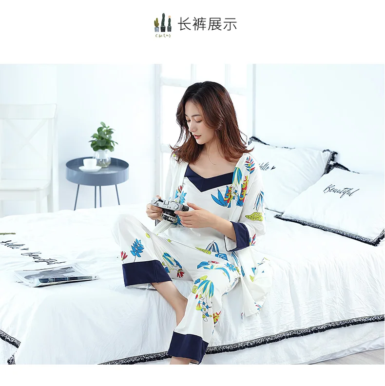 Женская пижама, 4 предмета, хлопок, пижама, домашняя одежда, домашняя пижама, одежда для сна, пижама с нагрудники
