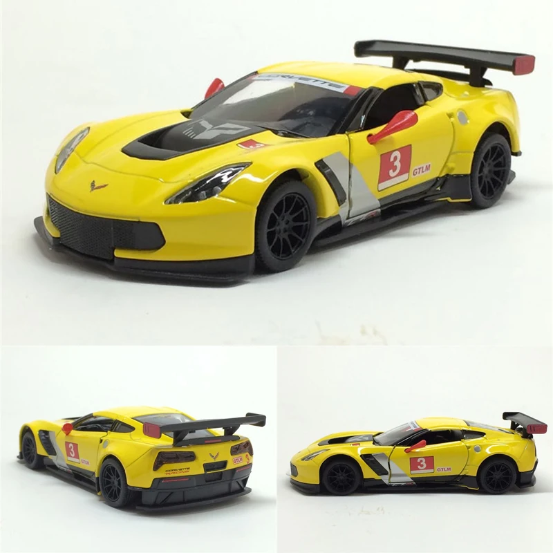 

High simitation 1: 36 Corvette C7R alloy model toys pull back car model metal castings with open doors toy vehicles kids toy