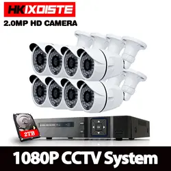 8CH CCTV Системы 1080 P AHD DVR 8 шт. 1920*1080 P ИК всепогодный Открытый видео наблюдения домашней безопасности камера Системы 8CH DVR комплект