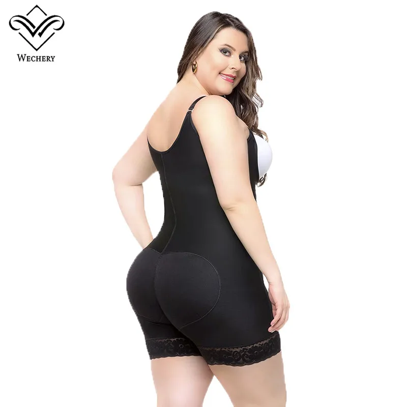 Wechery Для женщин Body Shaper бесшовное боди на шнуровке и застежке-молнии для похудения Trainner поясные Корсеты прикладом Боди большой размер S-6XL