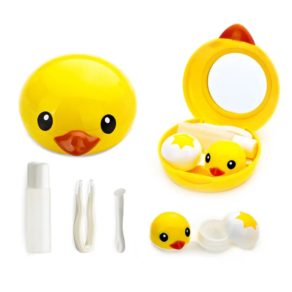 Ultrasonic Automatic Eyes Lens Washer Cleaning Case Cute Cartoon Yellow Duck Shaped Lens Cleaning Storage Box 4