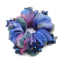 1piece free shipping Hair Accessories for girl & women Floral hair rope Super Elastic Headbands Crystal ponytail Scrunchie