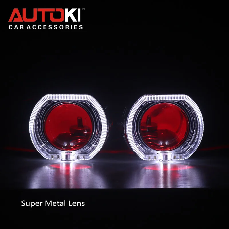 AUTOKI X5 светодиодный ангельские глазки с дьявольским глазом полностью металлический 2,5 дюймов H1 Биксеноновые проекторы линзы для H4 H7 9005 гнездо для фары