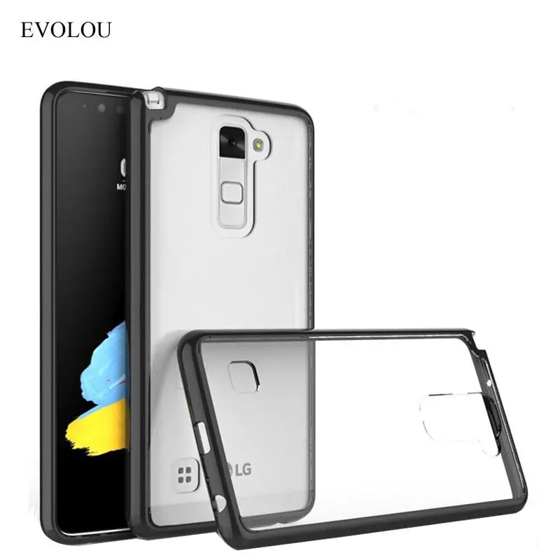 

EVOLOU for LG Stylus 2 Stylo2 Case Transparent Silicone Acrylic Shockproof Back Cover for LG LS775 G Stylo 2 K520 Phone Cases