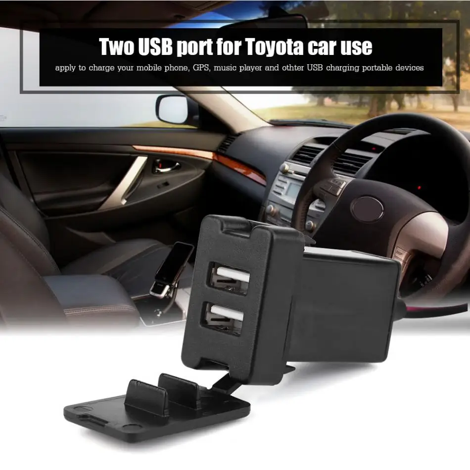 Автомобильное зарядное устройство с двумя USB портами 5 В 3 1 А|usb socket mount|dual usb 5vtoyota |
