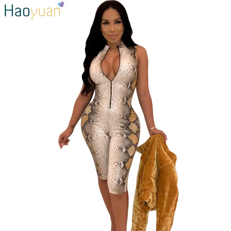 HAOYUAN الأفعى الجلد مثير Playsuit عارضة قطعة واحدة Bodycon السراويل ثوب فضفاض للمرأة بذلة الشارع الشهير جلد الثعبان حزب ارتداءها HAOYUAN الأفعى الجلد مثير Playsuit عارضة قطعة واحدة Bodycon السراويل ثوب فضفاض للمرأة بذلة الشارع الشهير جلد الثعبان حزب ارتداءها