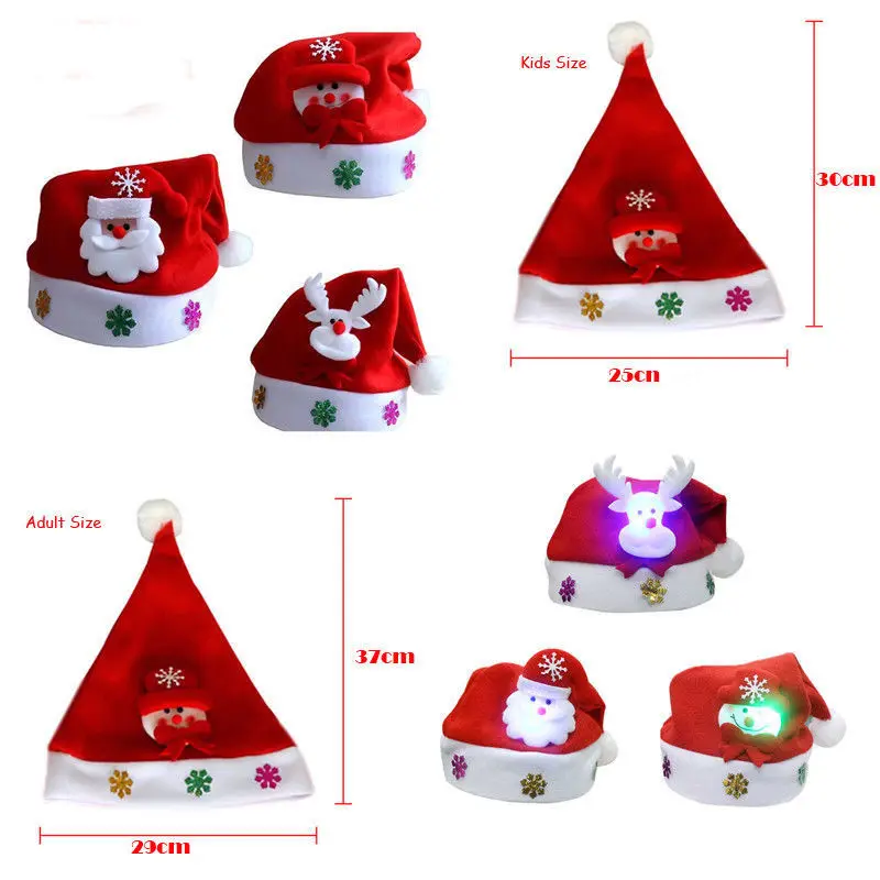

Kids & Adult LED Santa Claus Reindeer Snowman Hat Christmas Xmas Party Costume