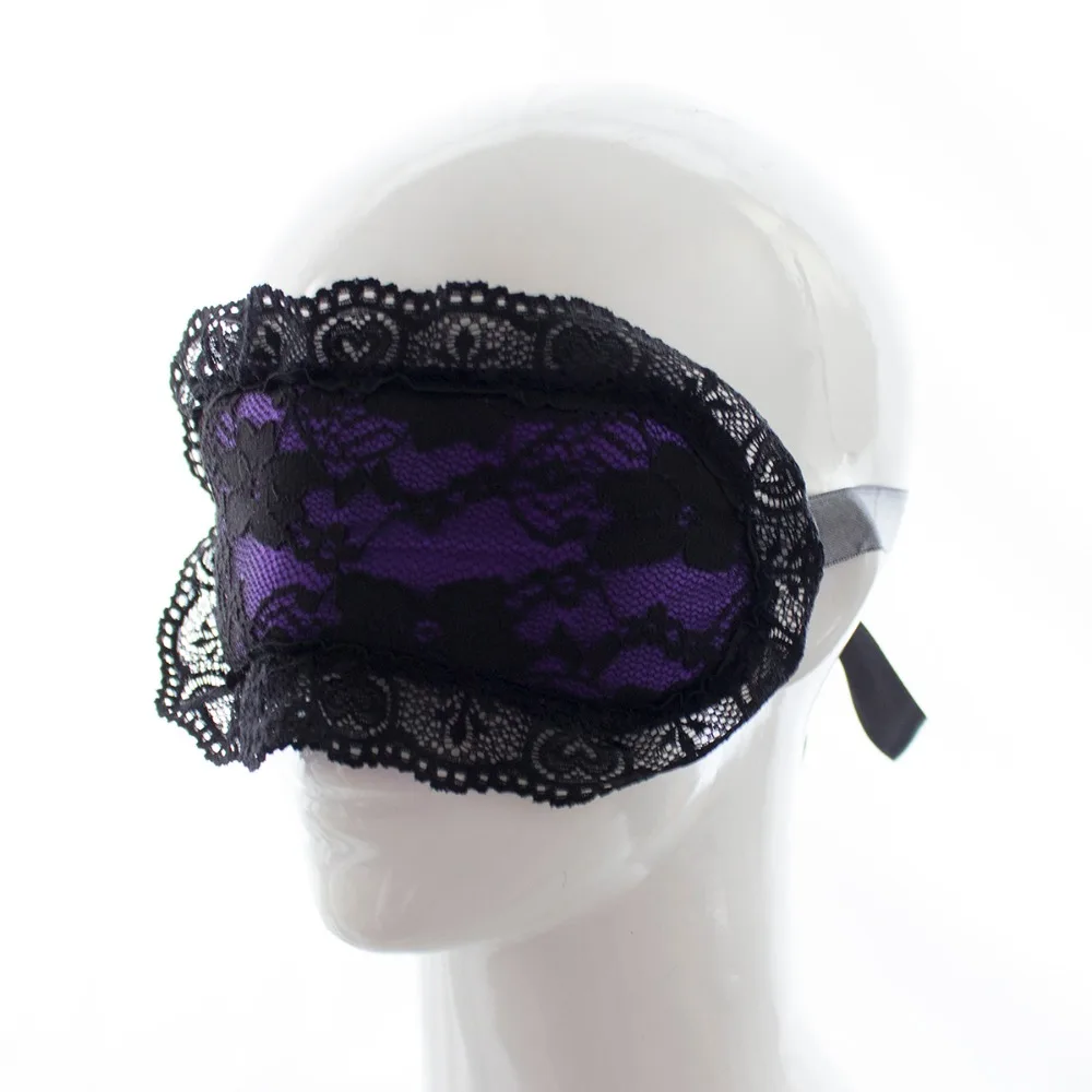 Womens Nightwear Costume Purple Lace Mask /& Wrist Restraint Set Bed Play