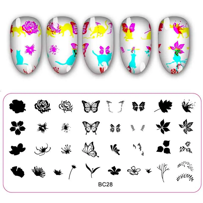 Шаблон для штамповки ногтей Ангел цветок Летнее Изображение Шаблон Маникюр Популярные Пластины инструменты инструмент BC1~ 44 - Цвет: BC28