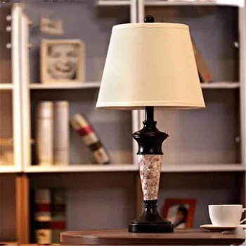 

America Country Vintage Shells Fabric Table Lamp for Foyer Bed Room Apartment Porcelain Desk Light H 65cm 1886