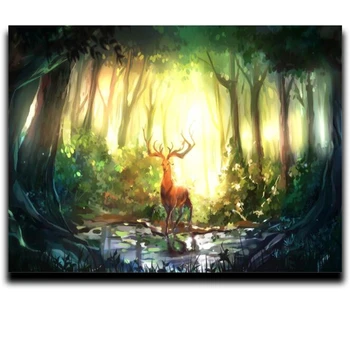 

Painting Diamond Cross stitch Home Decoration square mosaic drill Canvas full coverage Diamond Embroidery Fawn in the woods